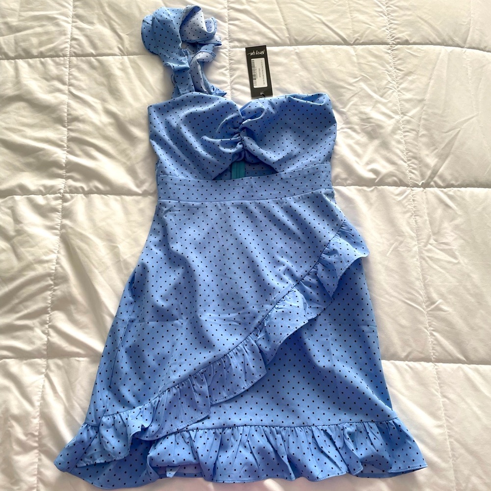 NWT-Nasty Gal Blue Polka Dot Dress—Brand New, Never Worn!